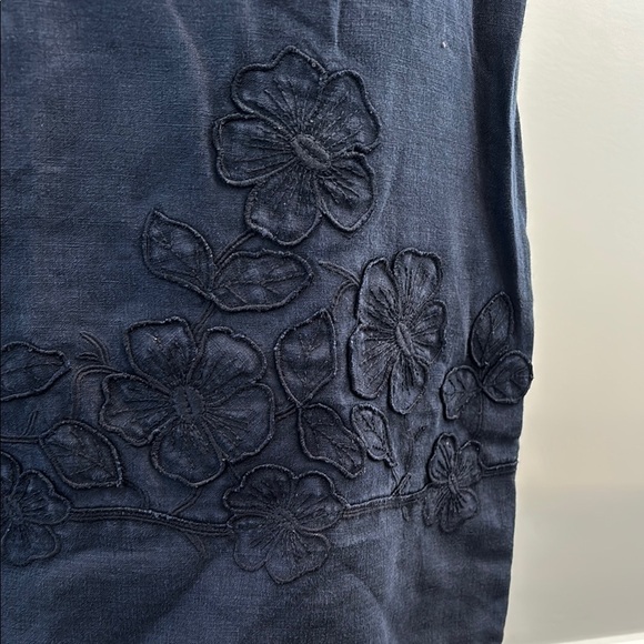 Juicy Couture 2 Linen Navy Blue Floral Embroidered Tunic Dress - Picture 3 of 8